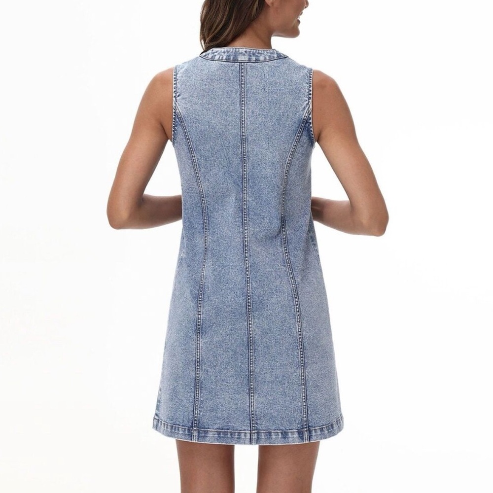 Stylish Frye Blue Denim Mini Dress Size Medium NWT - Picture 2 of 7